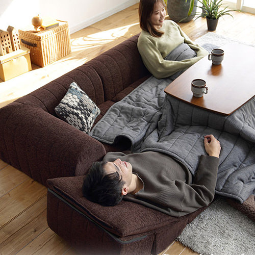 贅沢なこたつスタイルでくつろぐ フリースタイルローソファ 3点セット