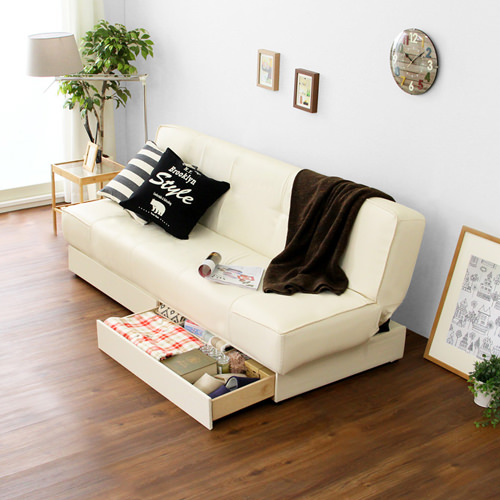 お部屋をすっきりさせることができる多機能な 日本製収納付きソファベッド