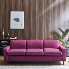 心地よい肌触り シンプルデザインソファ 3人掛け ピンク