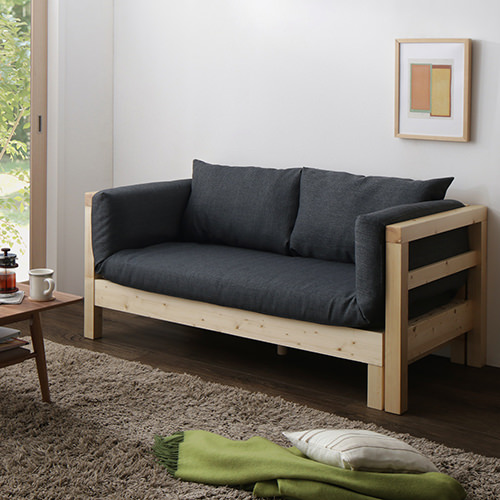 本格派デザイン 16色から選べる伸縮・伸長式北欧天然木すのこソファ