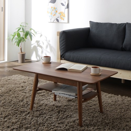 部屋に合わせて 16色から選べる 伸縮・伸長式北欧天然木すのこソファベッド  テーブル