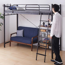 シンプルデザイン 棚・コンセント付シンプルロフトベッド ハイタイプ (シングル)