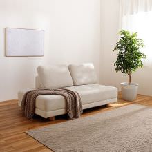 [搬入・設置無料] 広々座面が心地良い ソファ 2人掛け (アイボリー)