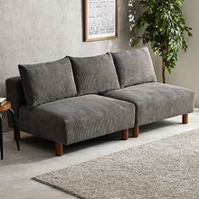 コーデュロイ生地で高級感のある 2人掛けソファ (ベージュ)の詳細