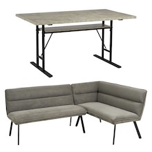 心地よいダイニング3点セット 右肘タイプ (グレー/ダークグレー)