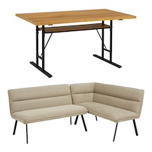 心地よいダイニング3点セット 右肘タイプ (ナチュラル/グレーベージュ)