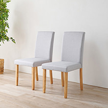 ハイバック仕様の ダイニングチェア 2脚セット (ブークレ生地・グレー