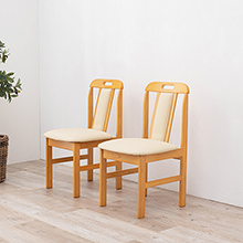 合皮レザーで扱いやすい ダイニングチェア 2脚セット (ナチュラル)