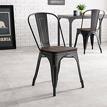 インダストリアルな ダイニングチェア 2脚セット (レザー/ブラウン)の