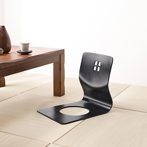 天然木和モダンデザインの 曲木座椅子 2脚セット (ブラック)の詳細