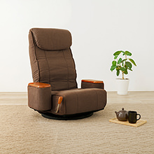 長時間でも快適ポケットコイルの 肘付き回転座椅子 (ブラウン)