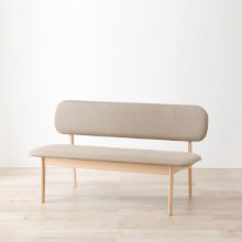 低い座面でリラックスできる 天然木ダイニングベンチソファ (ベージュ)