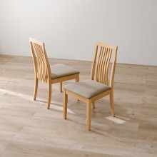 ハイバックで座り心地快適な ダイニングチェア 2脚セット (ベージュ)