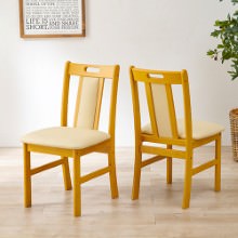 合成レザーでお手入れ簡単 ダイニングチェア 2脚セット (ナチュラル)