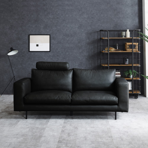モダンな空間を演出する 本革ソファ 3人掛け ブラックの詳細